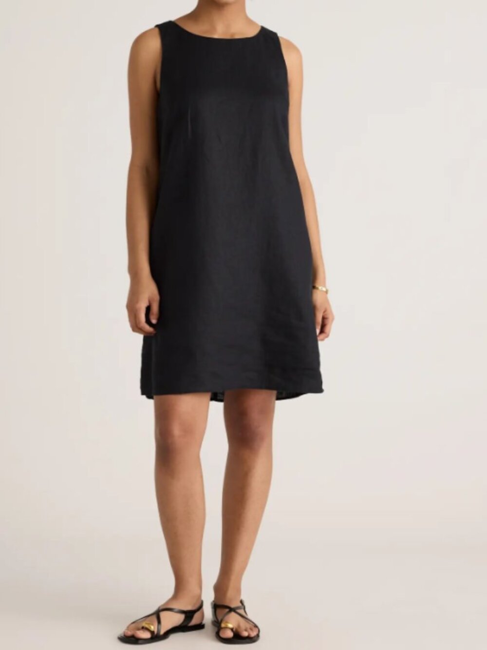Quince 100% European Linen Tank Mini Dress Black M NWT